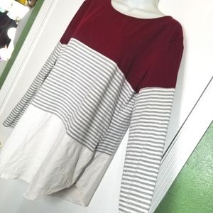 Long sleeve Color Block Blouse Size XL
